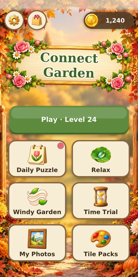 The home screen with Play and the game modes